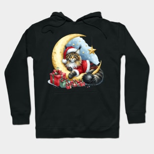 Maine Coon Cat On The Moon Christmas Hoodie